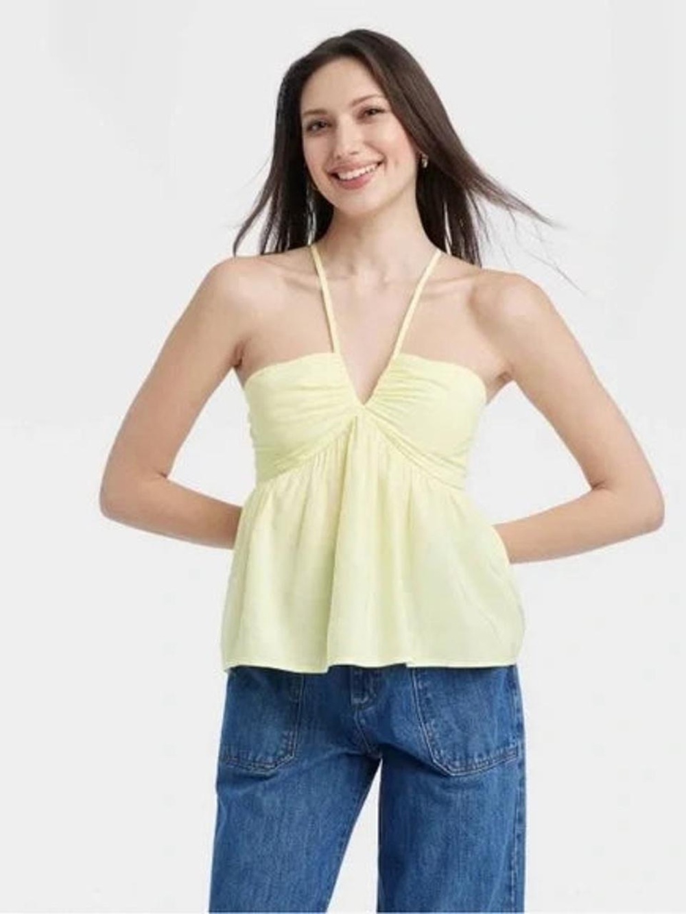 Target Women's Light Yellow Spaghetti Strap Peplum Cami